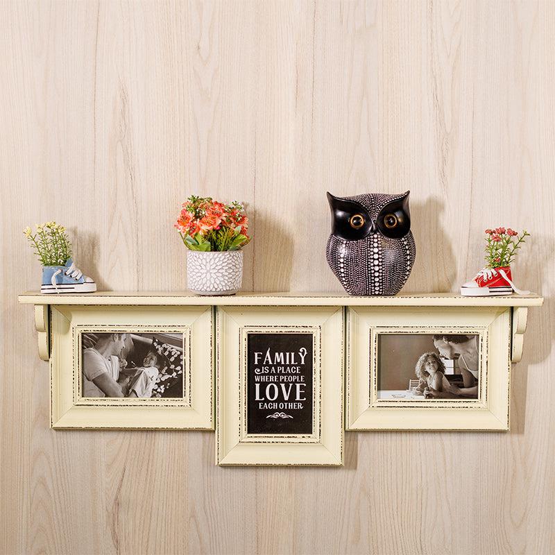 Memoria Wooden Photo Frame With Wall Shelf - Ivory media 3