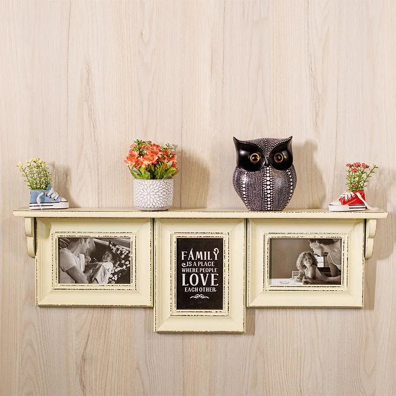Memoria Wooden Photo Frame With Wall Shelf - Ivory media 3