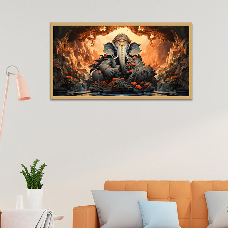 Divine Gajanana Wall Painting With Frame