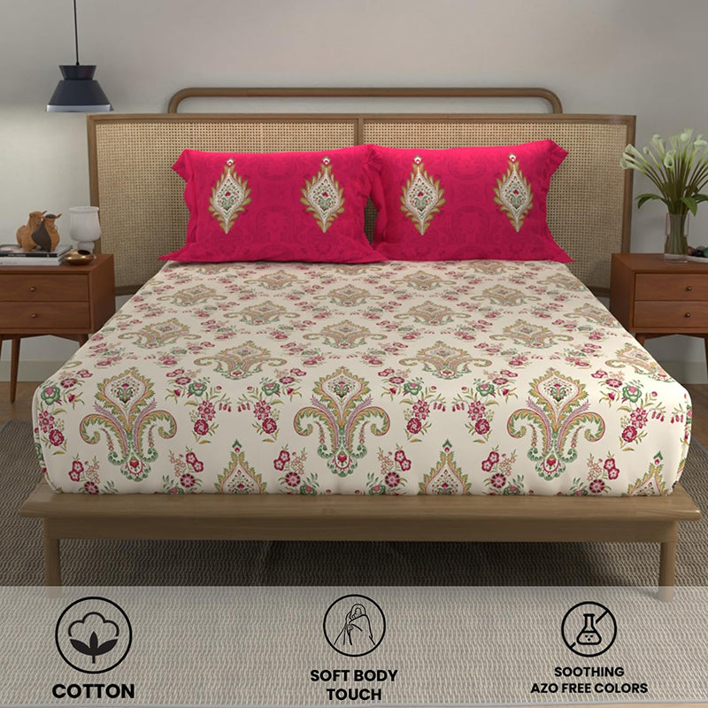 Urban Space Lyssa Cotton Bedsheet (Pink) - 144 TC media 5