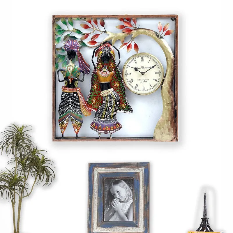 Musician Couple Frame Decor Accent Metal Wall Clock media 3