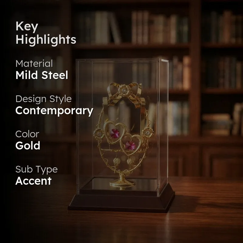 Golden Heart Union 24K Gold Plated Mild Steel Showpiece media 2