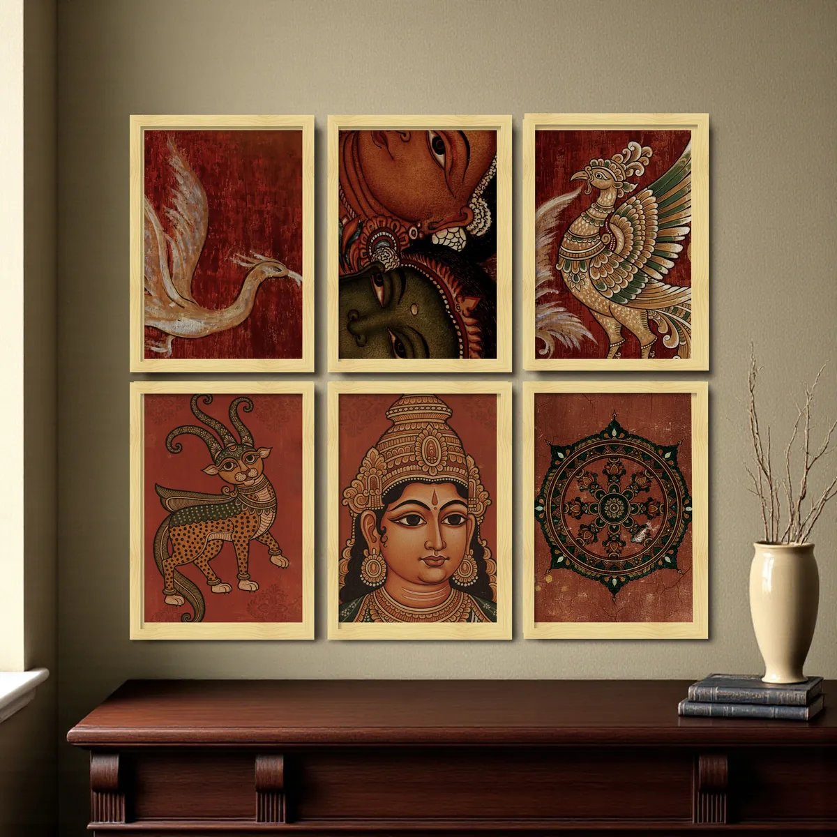 Traditional Deity Art Wall Painting With Frame - Set Of Six media 3