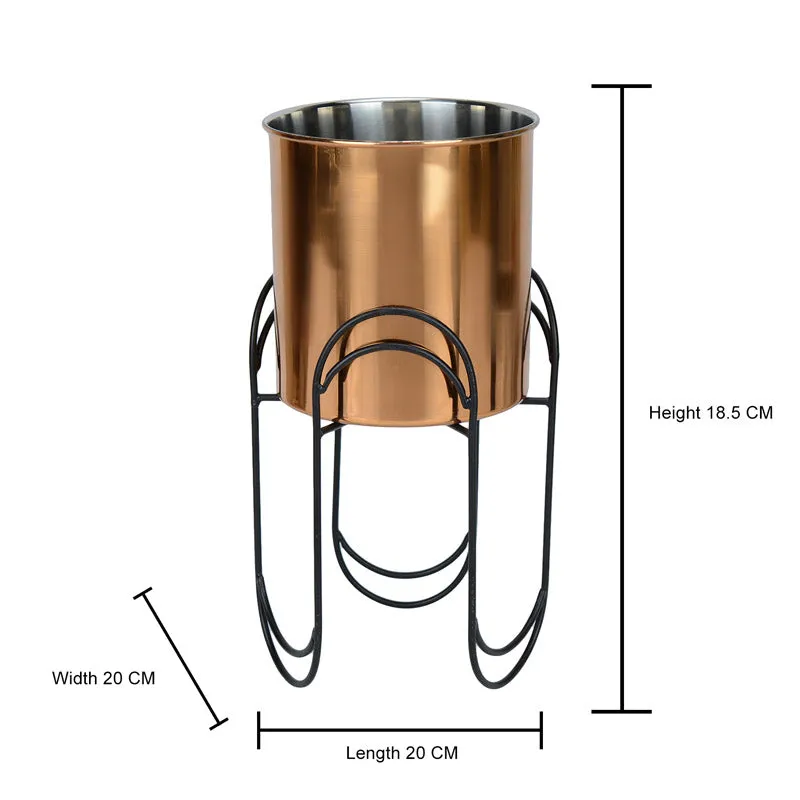 Vyra Stainless Steel Planter - Copper & Black media 5