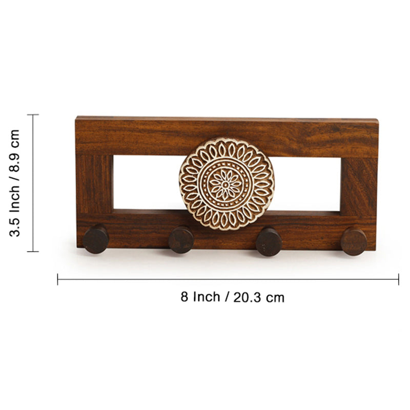 Petal Anchor Hand Carved Sheesham Wood Key Hook media 7