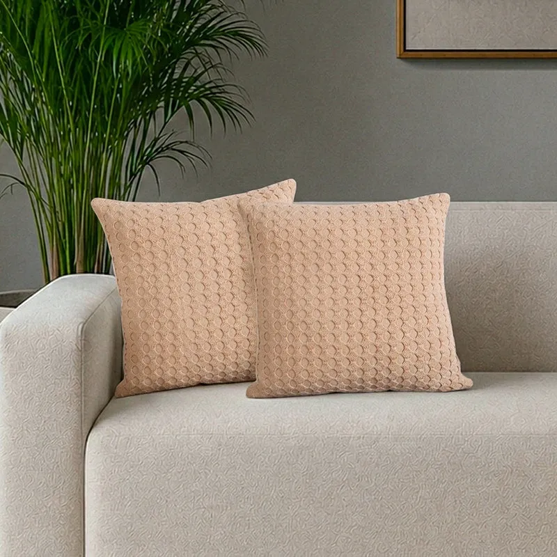 Saigon Street Solid Cotton Cushion Cover (Orange) - Set Of Two media 1