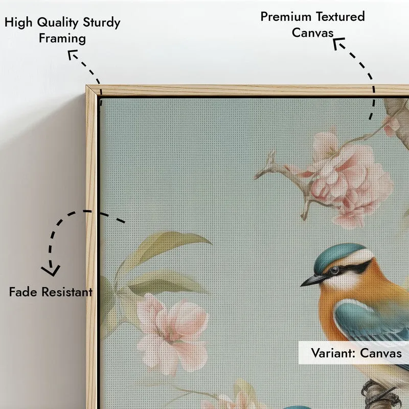 Whimsical Aviary Archival Canvas Wall Art - Natural Brown Frame media 6