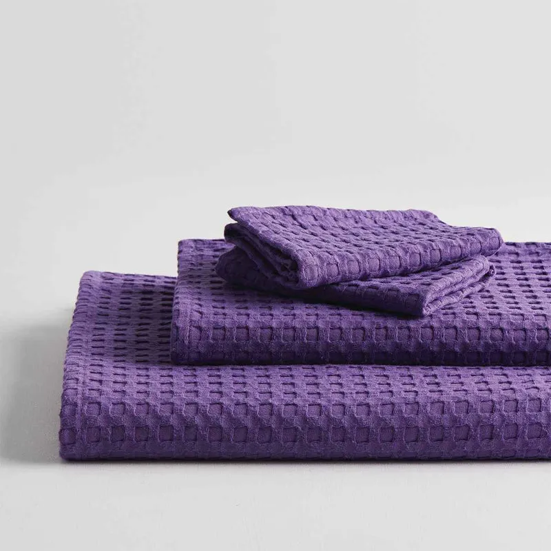 Haimi Textured Waffle Towel Combo (Purple) - Four Piece Set media 5