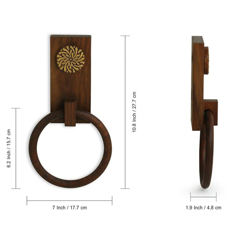 Madera Handcarved Sheesham Wood Towel Holder media 8