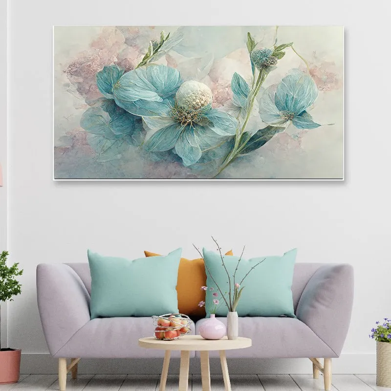 Helio Blue Floral Wall Painting media 1
