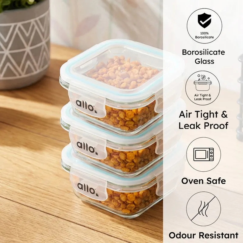 Oliva Square Glass Storage Container (320 ML) - Set Of Three media 1