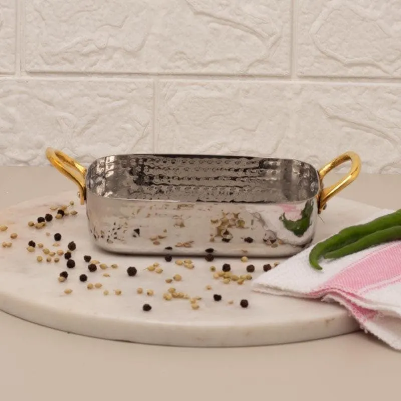 Vintage Charm Hammered Rectangular Serving Pan - 800 ML media 1
