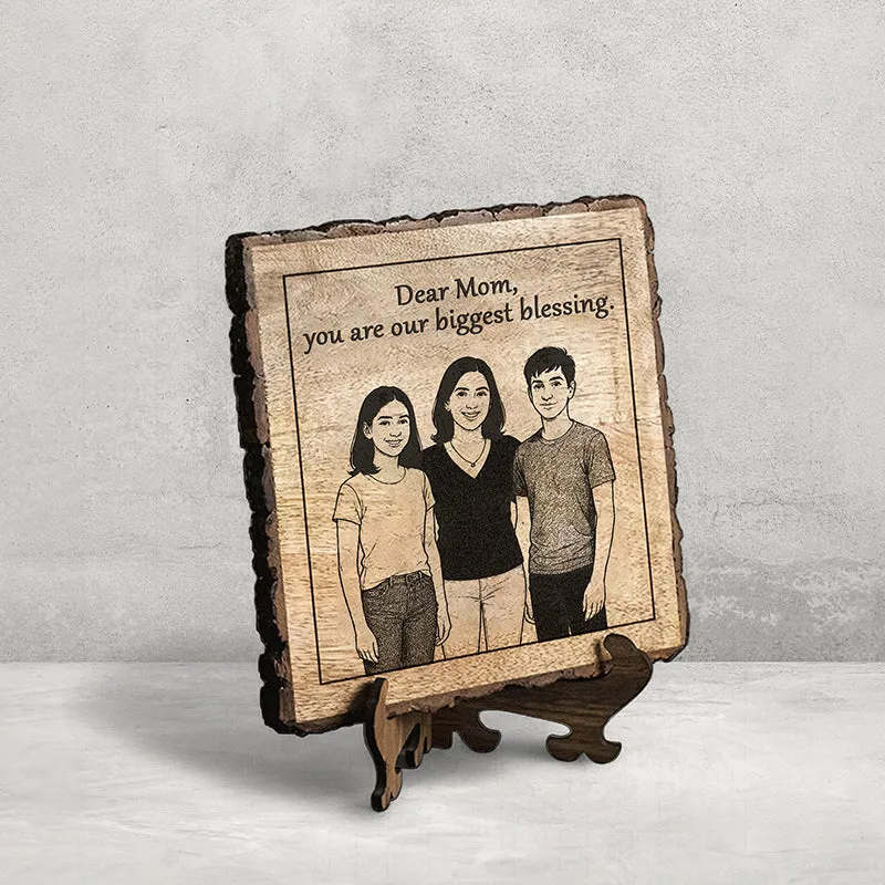 Mom: Our Biggest Blessing Wood Showpiece - Square media 3