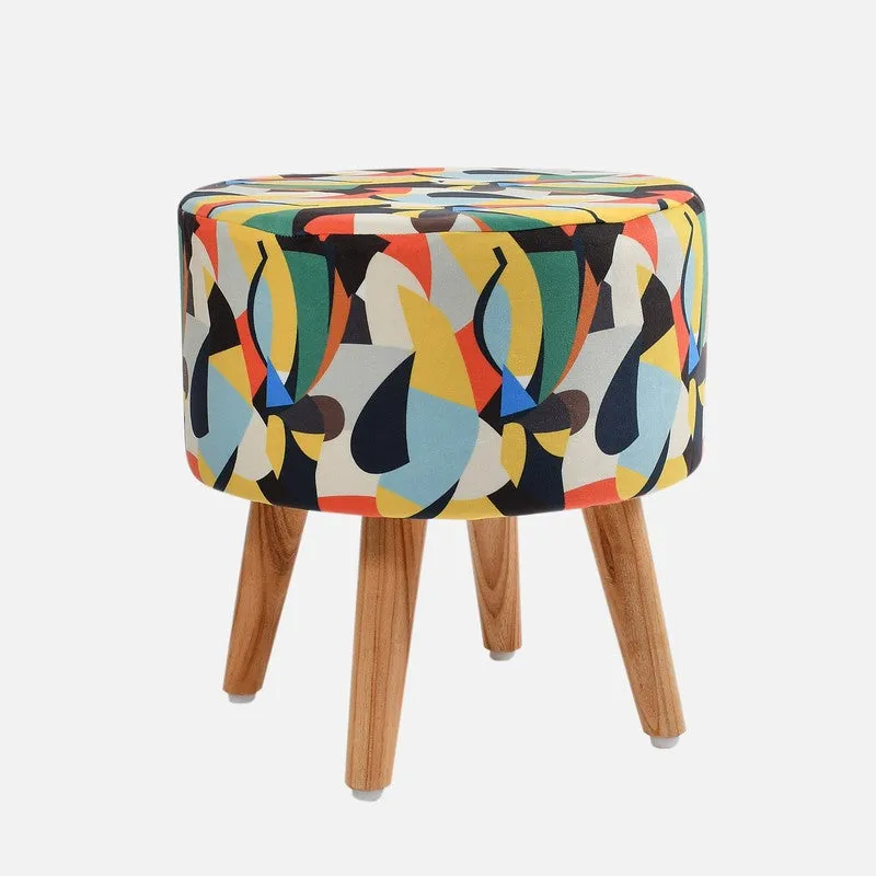 Colorway Abstract Velvet Ottoman - Multicolor media 3