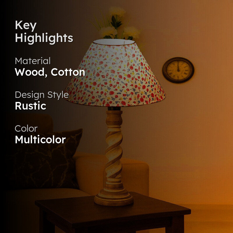Modera Solvo Floral Wooden Table Lamp - Multicolor media 2