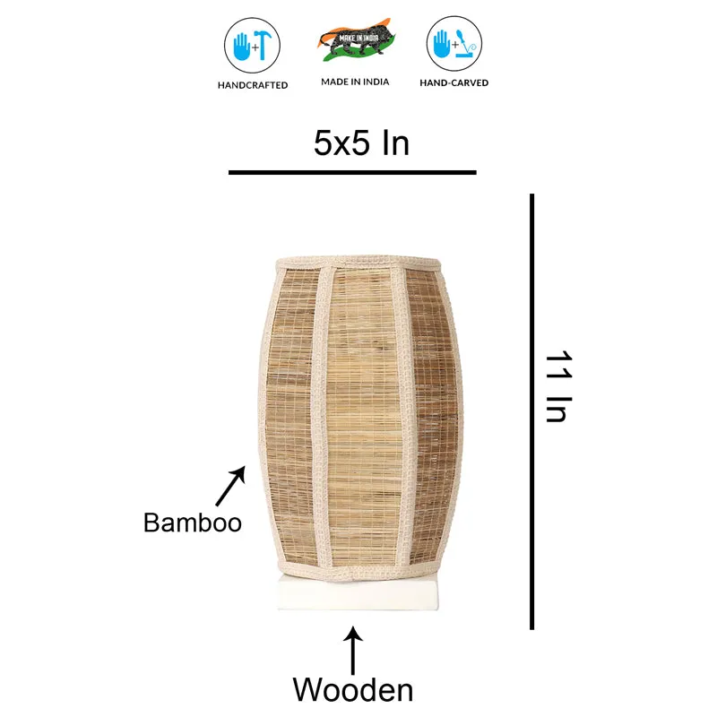 Dholak Edge Bamboo Table Lamp - White media 7