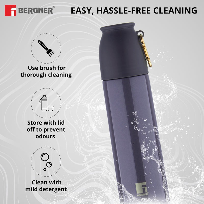 Bergner Walking Thermosteel Hot and Cold Flask (Grey) -500 mL media 5