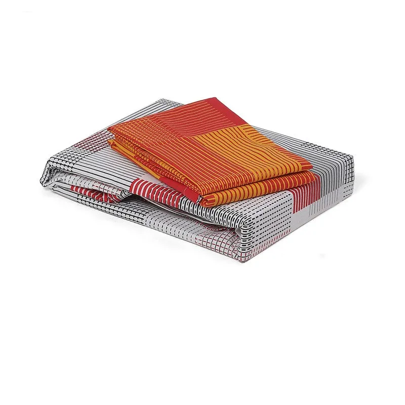 Monte Carlo Checkora Cotton Bedsheet (White,Orange) - 104 TC media 8