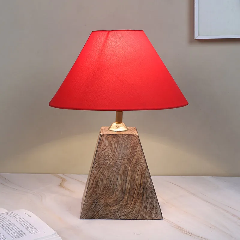 Torou Obelisk Solid Mango Wood Table Lamp - Red,Brown media 1