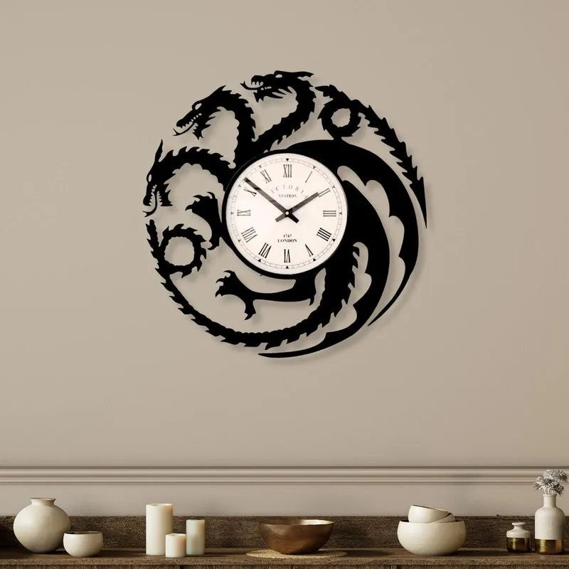Dragon Steel Analog Wall Clock - Black media 1