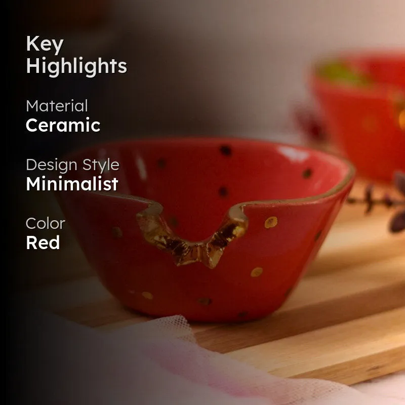 Odetta Ceramic Snack Bowl (Red) - 200 mL media 2