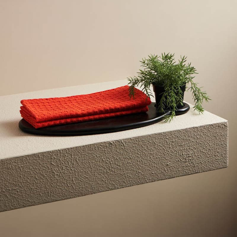 Alyssa Waffle Hand Towel (Red) - Set Of Two