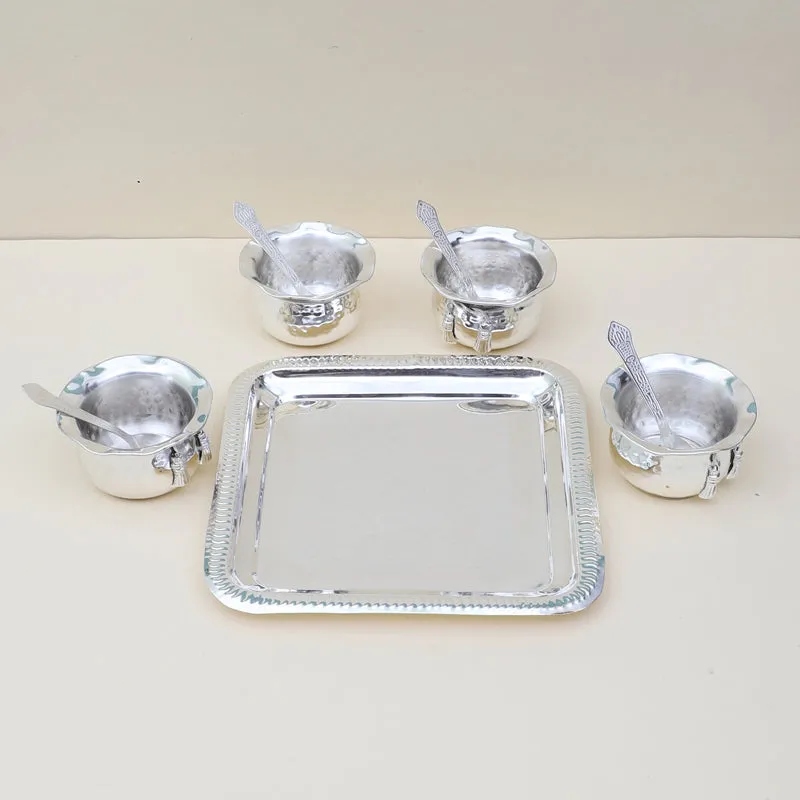 Karuna Silver Bowl With Spoon & Tray (200 ML) - Set Of Nine media 4