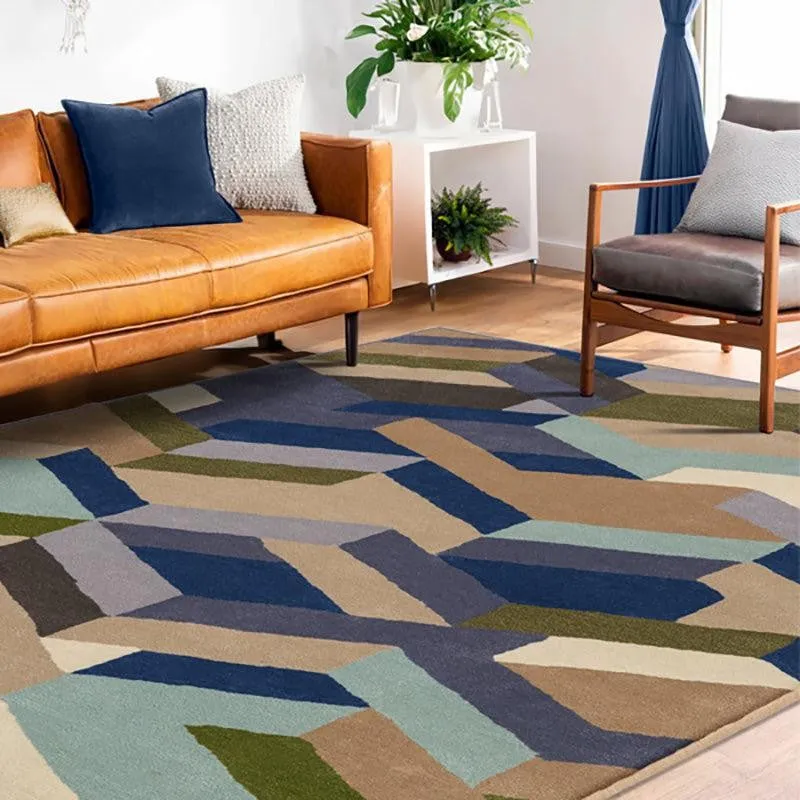Elpenor Hand Tufted Geometric Wool & Nylon Carpet - Turquoise media 3