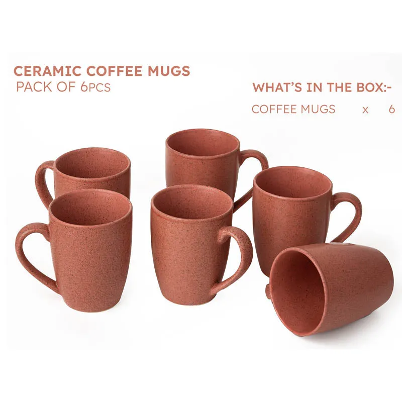 Sip & Style Ceramic Coffee Mug (Pastel Red/300 mL Each) - Set Of Six media 4