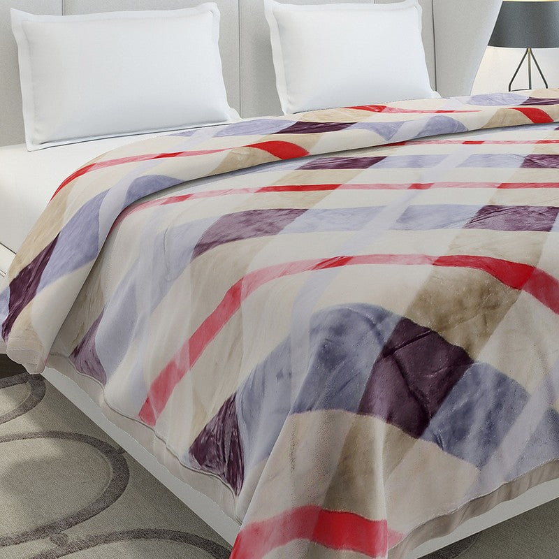 Monte Carlo Geometric Harmony Blanket (Off White,Pink) - 720 GSM media 4