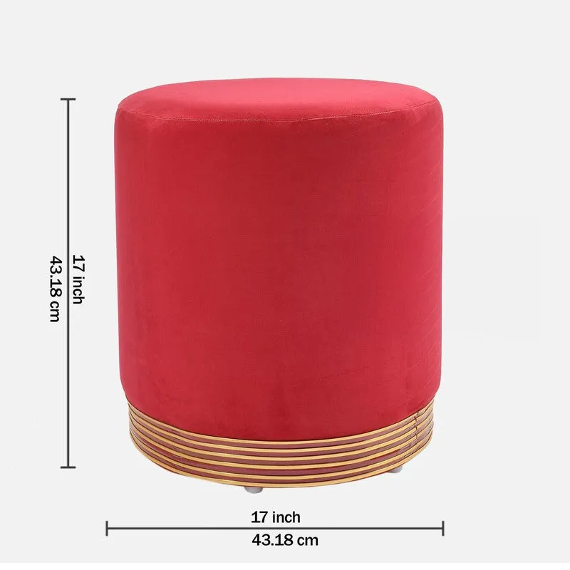Velour Solid Velvet Pouffe - Red media 5