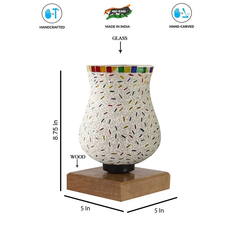 Levana Mosaic Glass Table Lamp With Wooden Base - Multicolor media 9