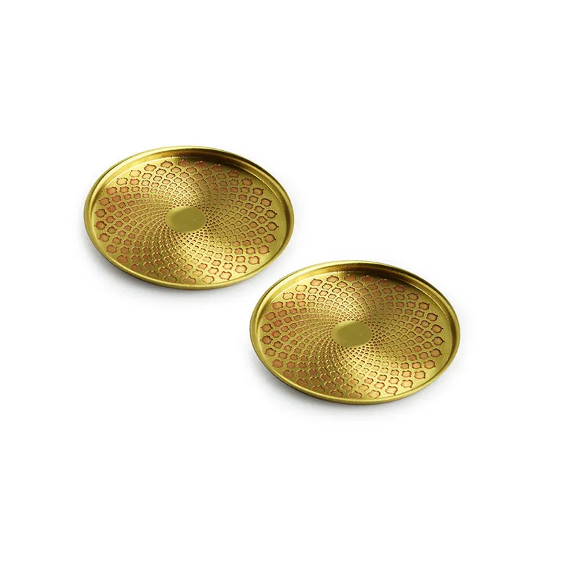 Etched Mandala Brass Coaster - Set Of Two media 3