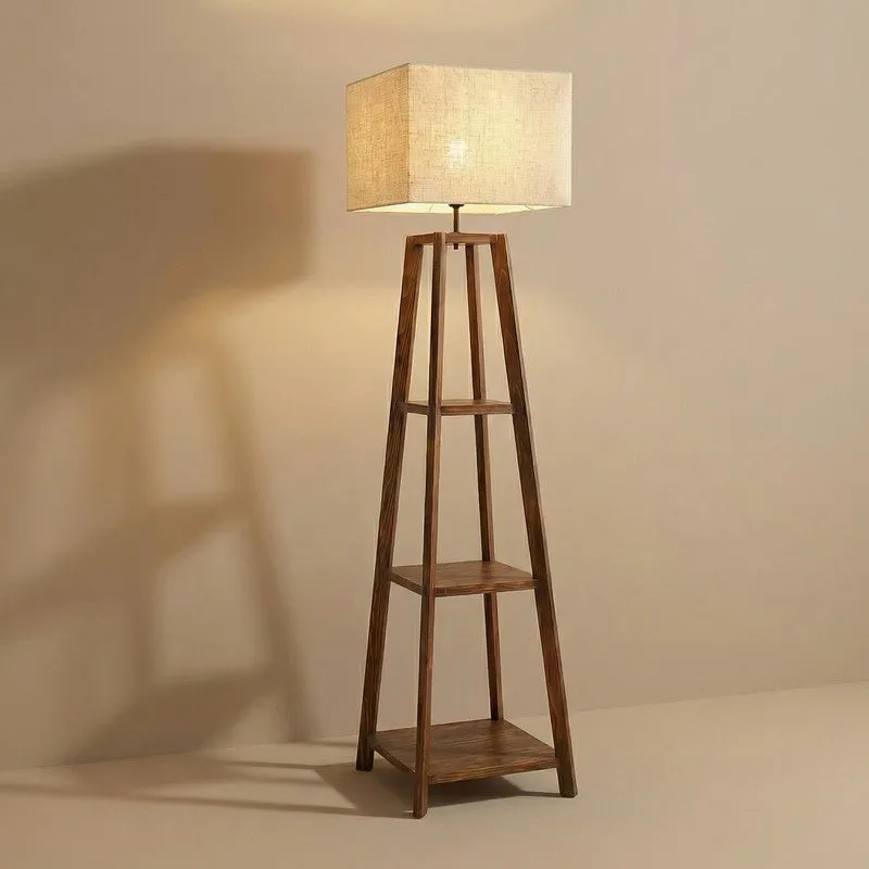 Akris Wooden Floor Lamp With Shelves media 6