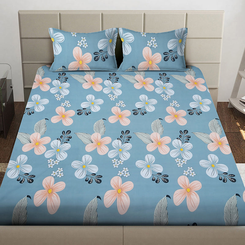 Peachy Blooms Floral Bedsheet - 130 GSM media 3
