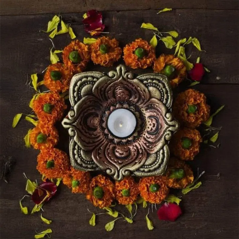 Large Square Diya - Set Of Two media 7