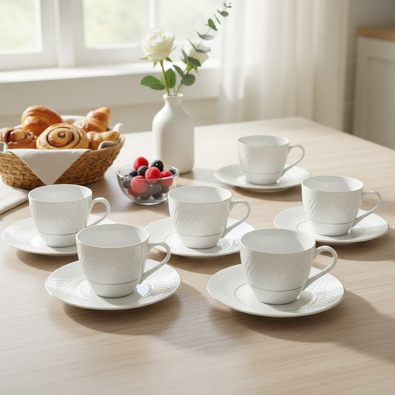 Kane Bone China Cup & Saucer (175 ML) - Twelve Piece Set image 3