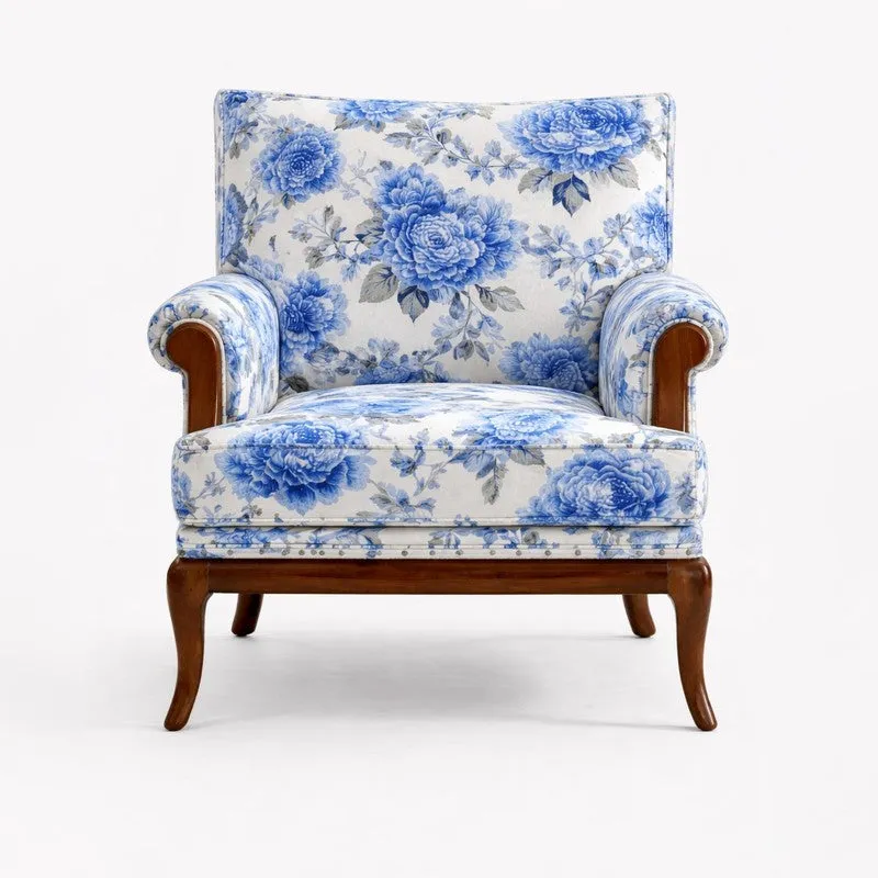 Yutaka Teak Wood & Velvet Lounge Chair media 3