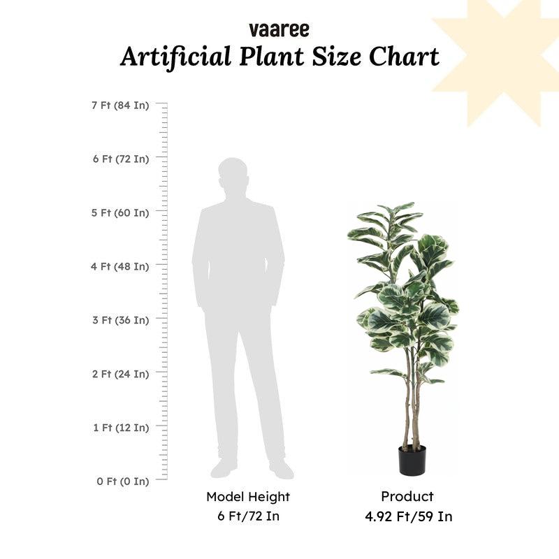 Faux Fiddle Leaf Fig Plant With Black Plastic Pot - 4.92 ft media 7
