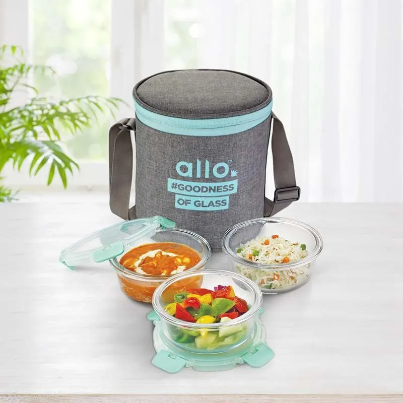 Jonas Lunchbox With Round Grey Bag (390 ML) - Set Of Three media 3