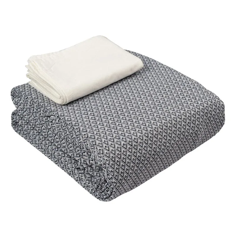 Axis Loom Cotton Bedsheet (Navy Blue) - 300 TC media 8