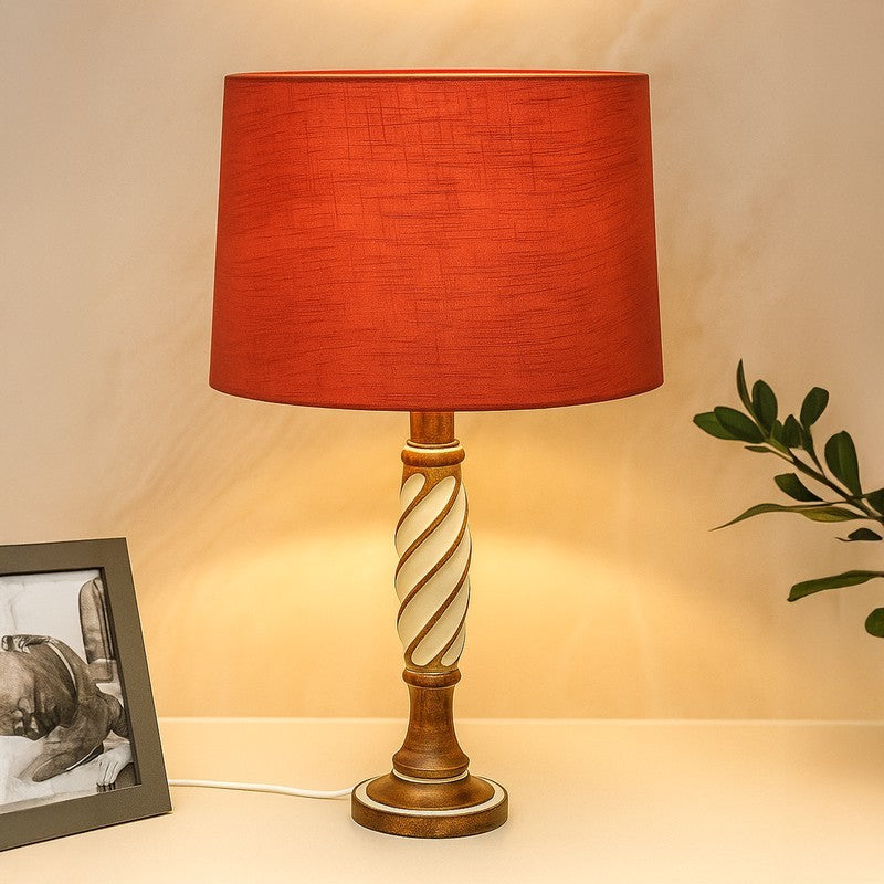 HaloLume Adaptive Wooden Table Lamp - Red,Brown