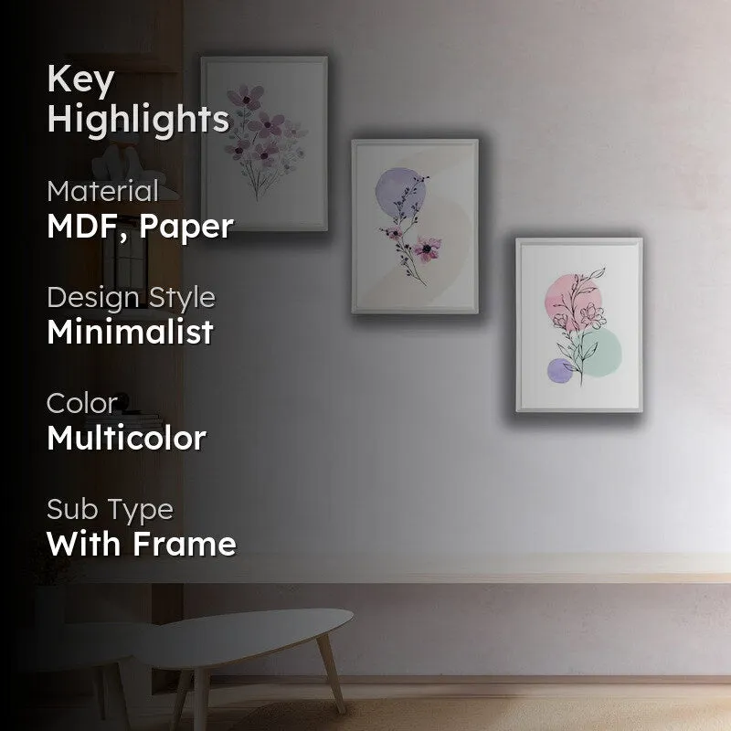 Dreamy Florals Paper Wall Painting With Frame - White media 2