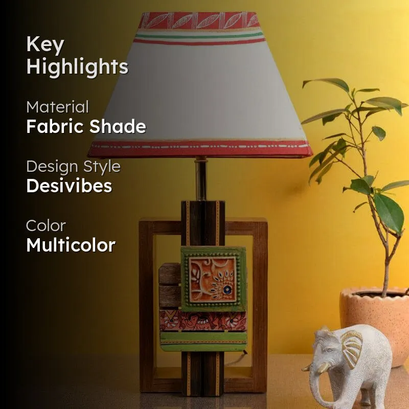 Prena Wooden Fabric Table Lamp - Multicolor media 2