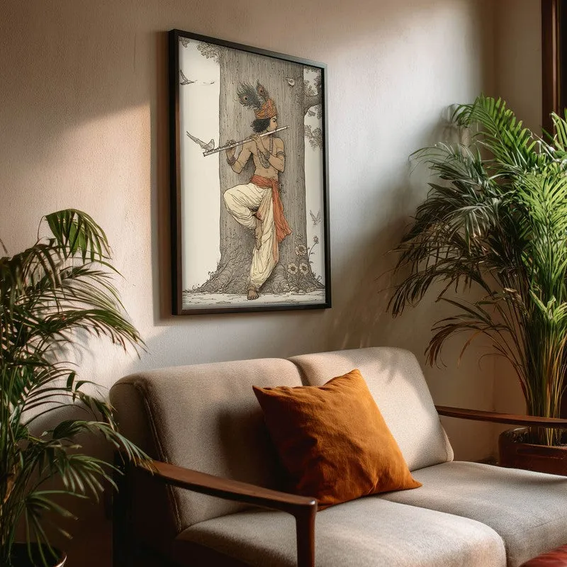 Lord Krishna Playing Fluit Archival Paper Wall Art media 3