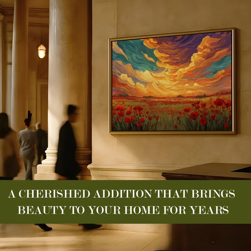 Poppy Horizon Canvas Wall Painting With Frame media 7