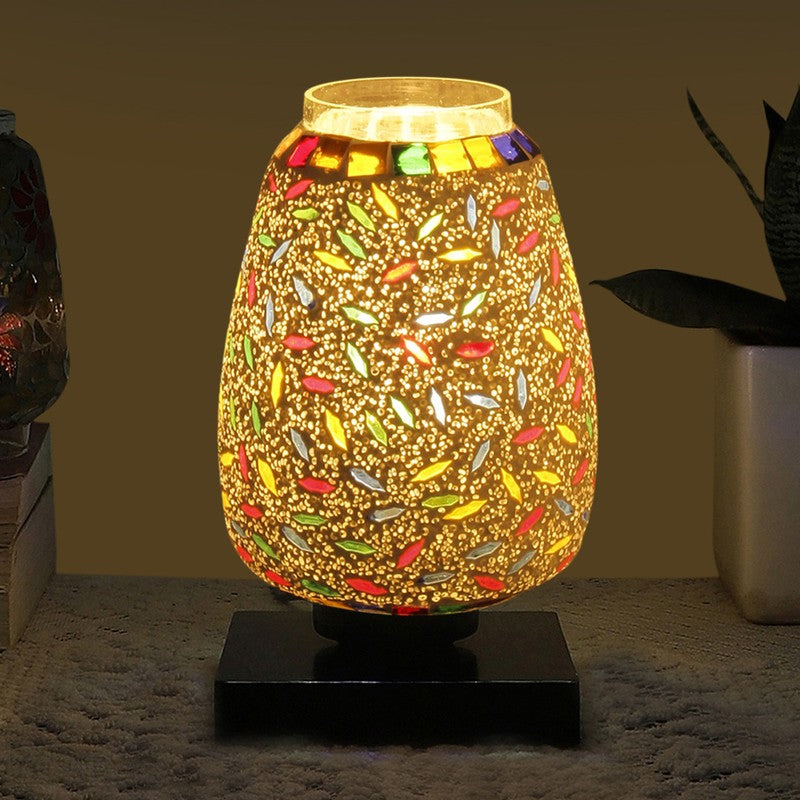 Lumetti Glass Table Lamp With Wooden Base - Multicolor