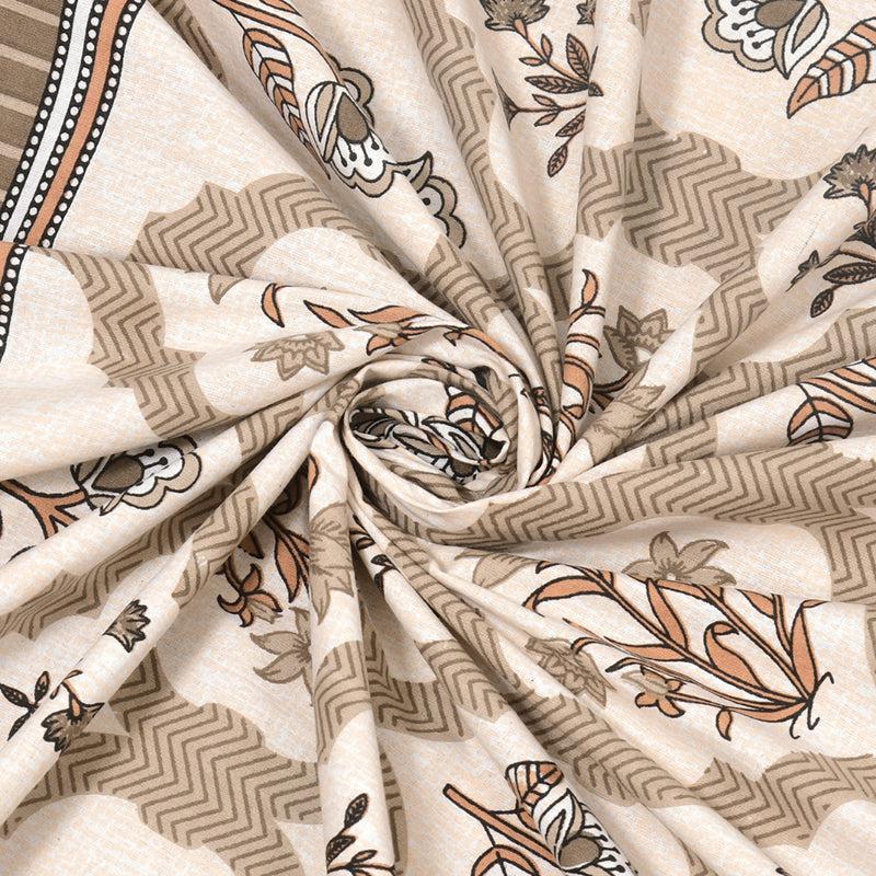 Meadow Memories Floral Cotton Bedsheet (Brown) - 140 TC media 4
