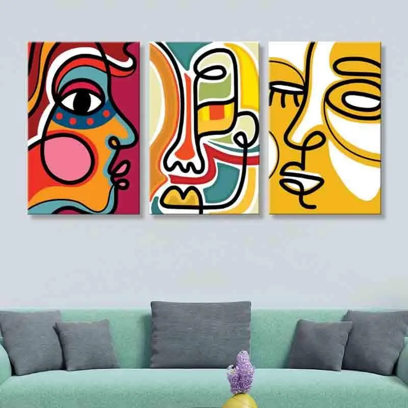 Many Faces Poly Canvas Wall Art - Set of Three media 1