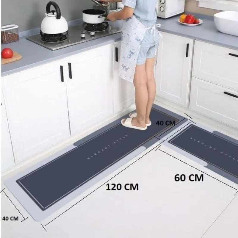 Contemporary Grey Anti (Skid Foam Kitchen Floor Mats) - Set Of Two media 7